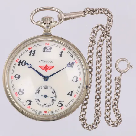 Fickur, Molnija, ryskt, manuell, Ø49mm, stål, klockkedja, går ej