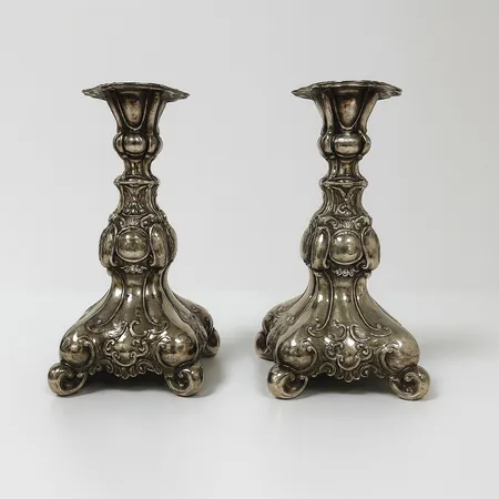 Ett par ljusstakar, höjd ca 19cm, GAB, 1950, fyllda bottnar, 830/1000 Silver bruttovikt 1162,1g.