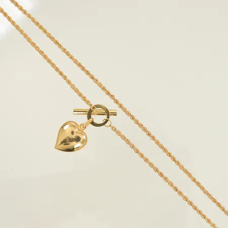 Halskedja cordell med integrerat hänge "hjärta" ihålig, längd ca, 47cm, bredd, 2-14mm, 18K, 4,9g 