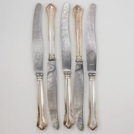 5 Knivar, modell Chippendale, 21cm, gravyr, GAB, 830/1000 silver, Bruttovikt: 233,6g Vikt: 0 g