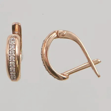 Ett par örhängen, 12mm, vita stenar, 18K 2,6g.