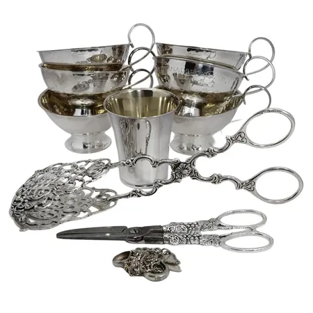 Parti silver, 830-925/1000, saxblad i stål, bruttovikt 349g Vikt: 349 g