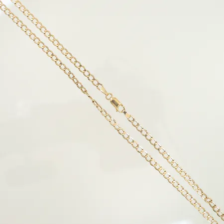 Halskedja pansar, 56 cm, bredd 4 mm, flera defekta länkdelar. 14K Vikt: 4,5 g