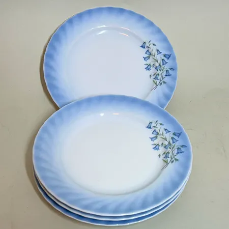 4 Assietter, Blåklocka, Christineholms porslin, Ø 19cm, fyrklövern