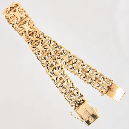 Armband X-länk med stav, längd: 19,5cm, bredd: 10,6mm, en låsåtta saknas, 18K Vikt: 30,9 g