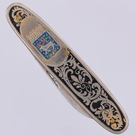 Fällkniv, norrbottensvapnet, emalj, 8,7cm, färgbortfall