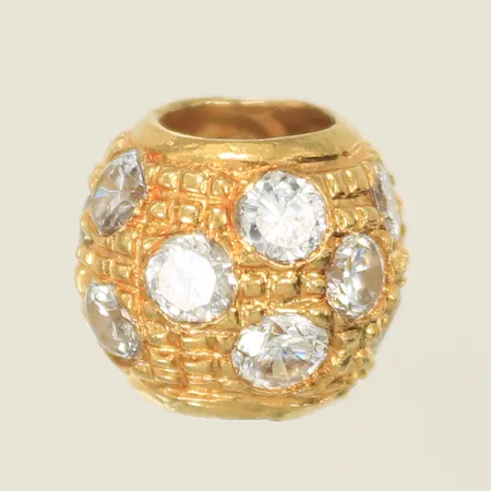 Hänge med vita sten, 11x12mm, hålen 6,3mm, 18K 3,4g totalt.