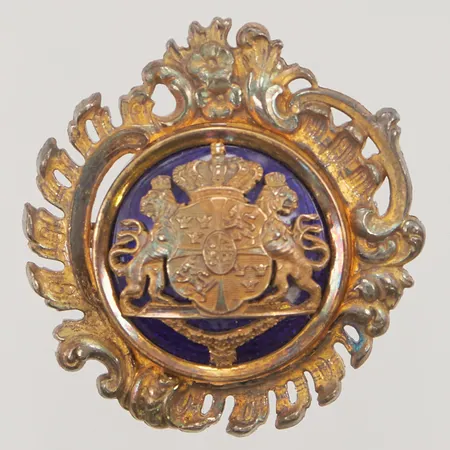 Brosch, Stora Riksvapnet, 40mm, emaljdekor, Sporrong, 1947, 830/1000 Silver 26,4g.