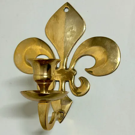 Vägglampett för ljus, fransk lilja, höjd 15cm, mässing