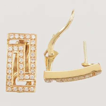 Ett par örhängen, diamanter 64x ca 0,01ct, 19x10mm, 18K 9,2g.