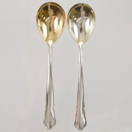 2 Dessertskedar, 14,5cm, delvis förgyllda, 830/1000 Silver 54,3g.