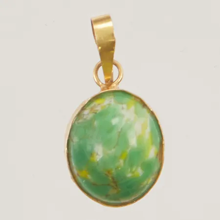 Hänge, 15mm, grön sten, 18K 1,3g.