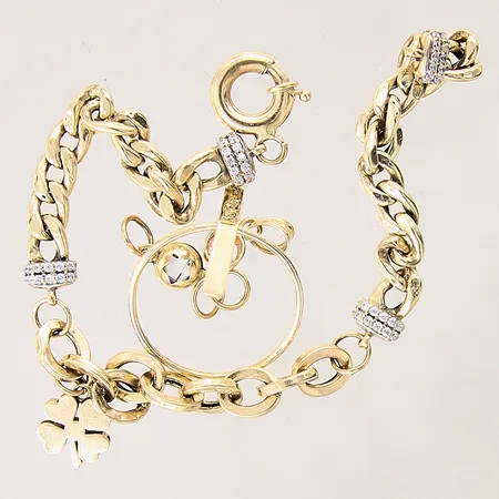 Diverse guldsmycken, stenar, skeva/buckliga, 14K Vikt: 8,2 g