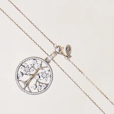 Collier Ankar med integrerat hänge med vita stenar, Pandora, ställbar längd 61/71/81cm, bredd 1,5mm, hängets mått 30x24mm, silver 925/1000 Vikt: 8,9 g