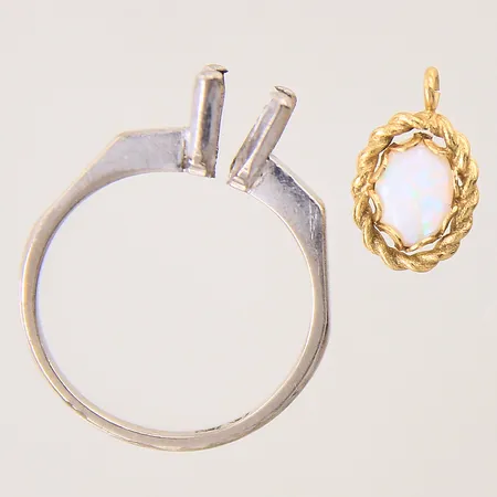 Guldsmycken med sten, defekta, 14K Vikt: 3,4 g