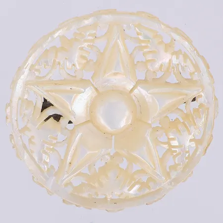 Brosch pärlemor, Ø 35mm, nål i metall