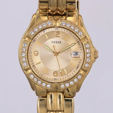 Damur Guess, quartz, Ø35mm, U85110L, står still, vita stenar, x-tralänkar, box