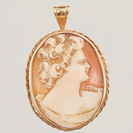 Hänge/brosch, Camé, 30x36mm, sliten, 18K 9,0g.