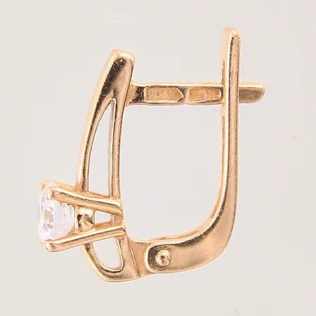 Örhänge med vit sten, udda, 15X11,5mm, 14K Vikt: 1,1 g