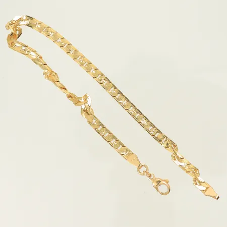 Armband, längd ca, 21cm, bredd 4mm (defekt, vriden länk) 18K, 10g