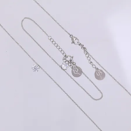 Collier, Edblad, 42,5-45,8cm, & armband Edblad, 15,5-18,5cm, båda med vit sten, metall, originalask