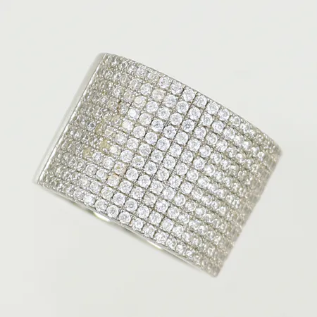 Ring med vita stenar, stl ca, 16½, bredd 12mm (repig) 925/1000-Silver, 7g 