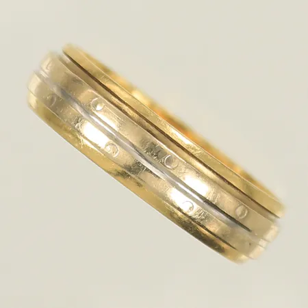 Ring tvåfärgad med rörlig mittdel, stl 19½ bredd 6mm, 18K Vikt: 6 g