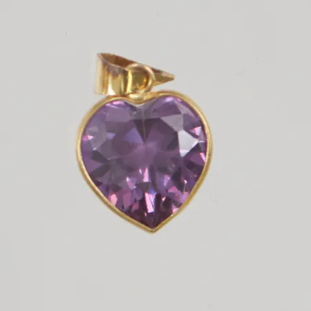 Hänge, "hjärta", 13mm, lila sten, 18K 1,6g.
