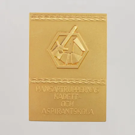 Plakett, 70mm, förgylld, graverad, 925/1000 Silver 81,7g.