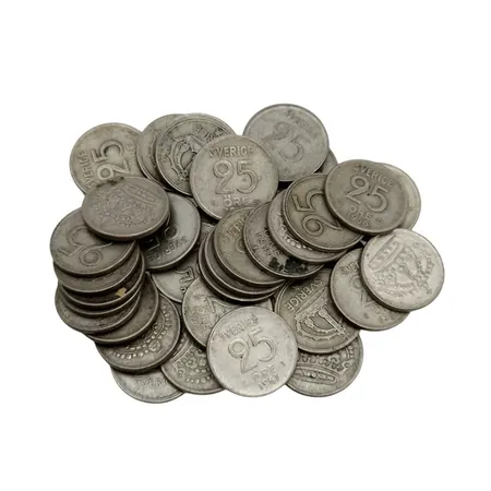 Parti svenska silvermynt 400/1000, bruttovikt 90g, finvikt 36g