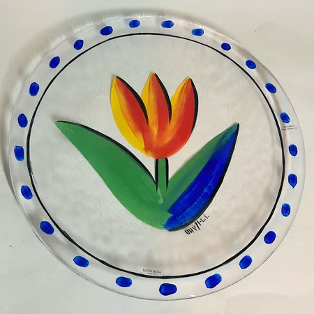 Fat Kosta Boda, modell Tulipa av Ulrica Hydman-Vallien, Ø33cm, handmålad