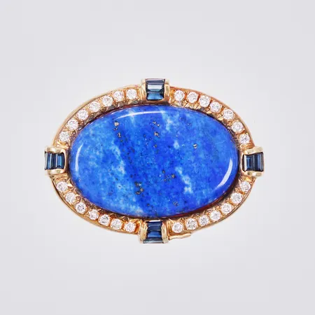 Hänge med lapis lazuli och diamanter ca 28x0,02-0,03ct, 14K Vikt: 13,6 g