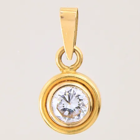 Hänge med vit sten, 19x9,5mm, 18K Vikt: 1,4 g