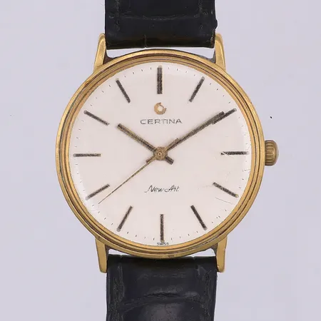 Herrur Certina, New art, manuell, 18K, gravyr, repigt glas, slitet läderband Vikt: 0 g