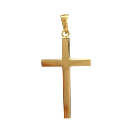 Hänge Kors, 18K guld, slät modell, längd inkl. ögla 34 mm, bredd 16 mm, tjocklek 1,3 mm, fint skick Vikt: 0,7 g