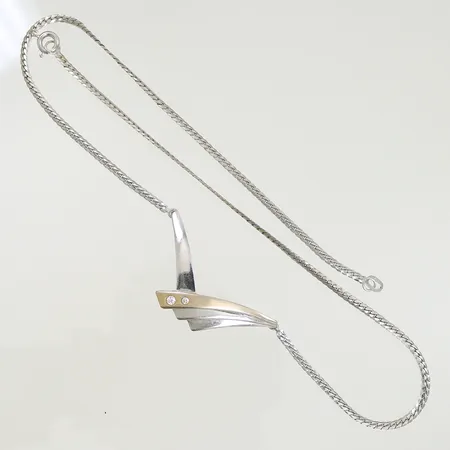 Halscollier med vita stenar, längd ca, 42cm, bredd, 20mm (defekt låsögla) 925/1000-Silver, 6,3g 