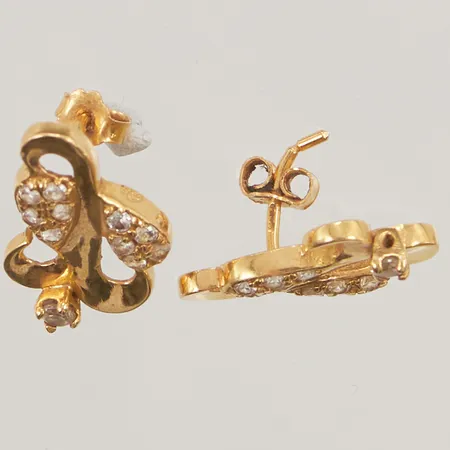 Ett par örhängen, defekta, 22mm, vita stenar, 21K 6,7g.