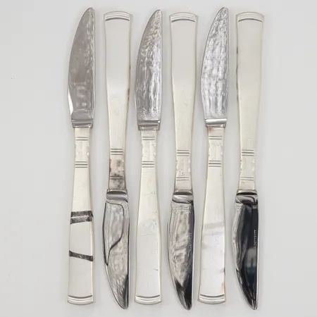 6 Efterrättsknivar, modell Rosenholm, 16,2cm, blad i rostfritt stål, GAB år 1984, Bruttovikt: 293,2g.