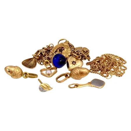 Diverse smycken, 18K guld, defekter och slitage, bruttovikt 12,1g Vikt: 12,1 g