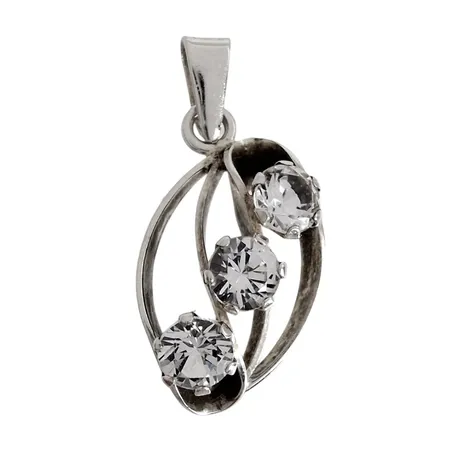 Retro Hänge Finland, KULTASEPPA SALOVAARA, silver 925/1000, Bergkristall, längd inkl. ögla 23 mm, bredd 11 mm, stenar utan anmärkning Vikt: 1,3 g