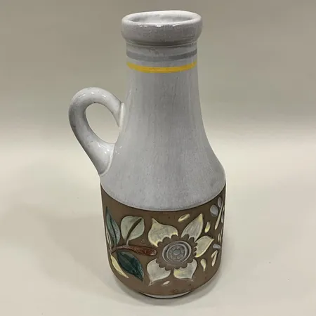 Hänkelvas, blomstermotiv, höjd ca 20,5cm, Mari Simmulson, Upsala Ekeby, nr 1034/195, nagg i botten, keramik,  Skickas med paket.