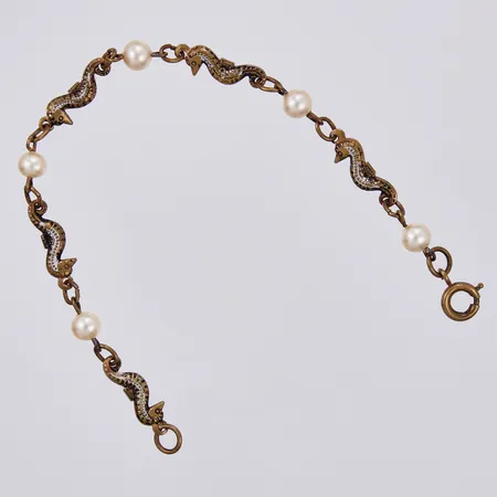 Armband, sjöhästar och plastpärlor, längd: ca 18,5cm, bredd: ca 5mm, Metall 