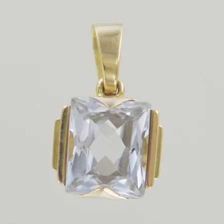 Hänge med sten, längd 2 m, bredd 1 cm, 18K  Vikt: 5 g