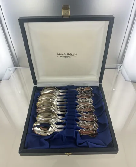 12 st kaffeskedar Olga GAB, längd 12,3 cm, silver 830/1000 Vikt: 196,2 g