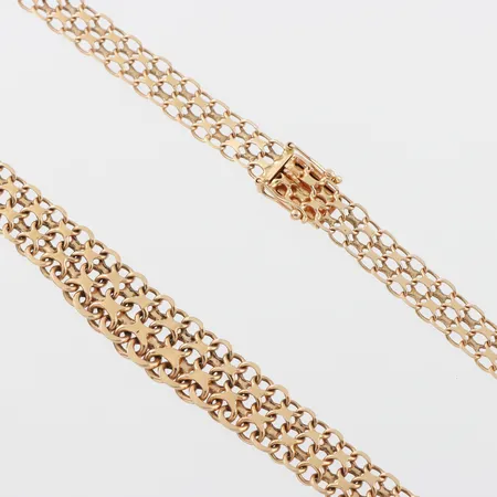 Collier X-länk, Ekström Aktiebolag Falköping, längd ca 46 cm, bredd 7.1-11.7 mm, 18k. Vikt: 27,8 g