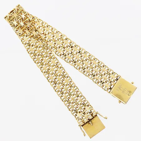Armband X-länk med stav, 19cm, bredd 14mm, 18K Vikt: 21,1 g