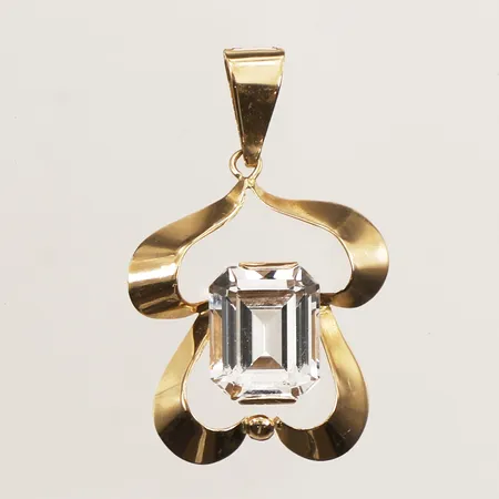 Hänge, syntetisk spinel, längd 35mm inkl ögla, bredd 22mm, 18K Vikt: 2,7 g