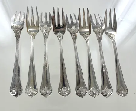 8 dessertgafflar, längd 13,5 cm, Cohr silver Vikt: 188,7 g