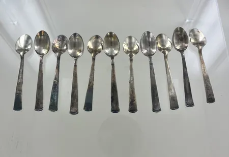 11 st Kaffeskedar Rosenholm, längd 11 cm, GAB silver Vikt: 140,1 g