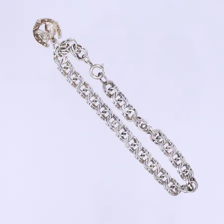 Armband Bismarck med berlock, 18,5cm, bredd 7mm, silver 925/1000  Vikt: 11,5 g